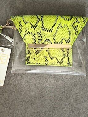 Urban Expressions Clear Stadium Bag w/ Neon Yellow Snakeskin Pouch–Vegan – NWT's
